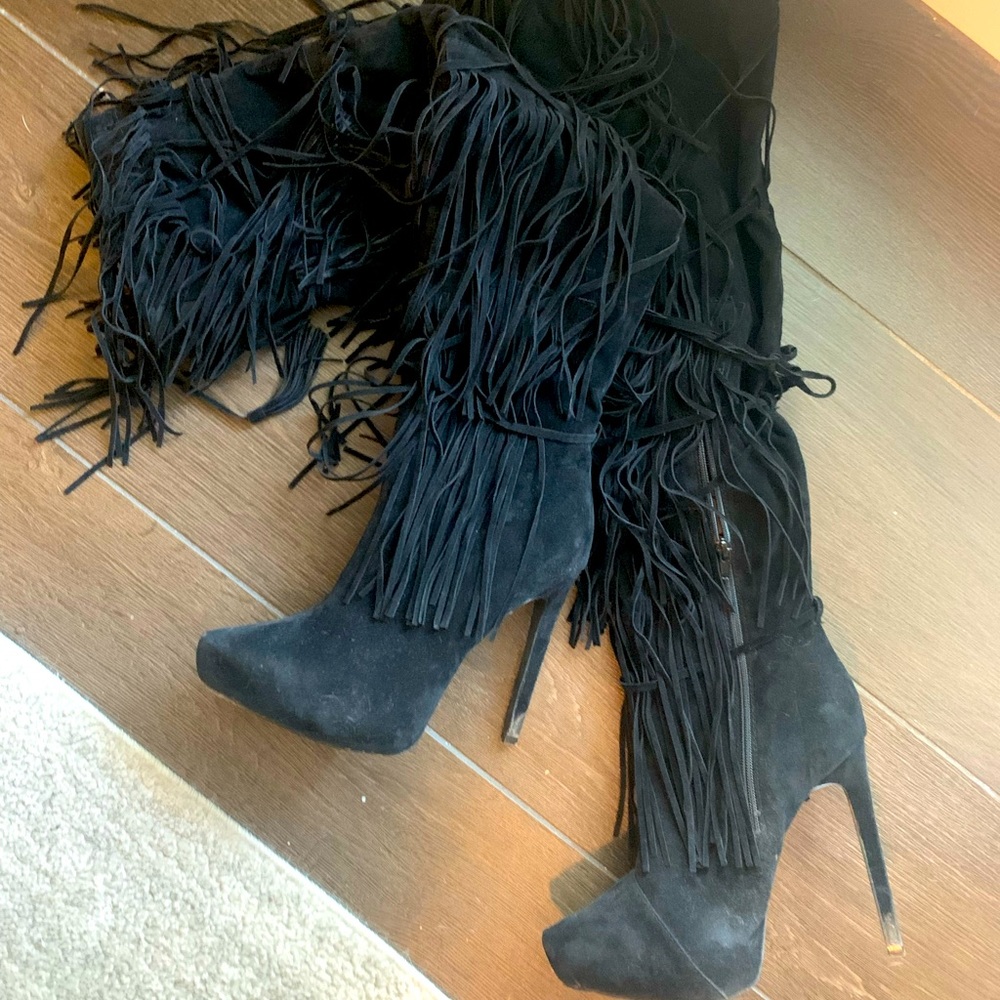 Black thigh high boots